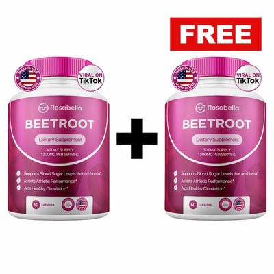Rosabella Organic Beetroot Capsules (1300mg) for Blood Flow & Heart Health Bogo Sub