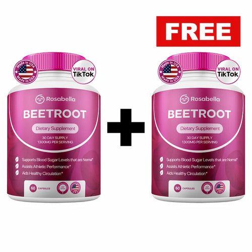 Rosabella Organic Beetroot Capsules (1300mg) for Blood Flow & Heart Health Bogo Sub