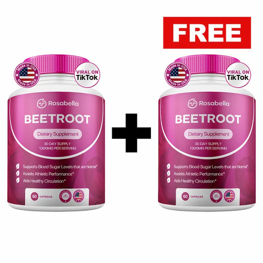 Rosabella Organic Beetroot Capsules (1300mg) for Blood Flow & Heart Health Bogo Sub