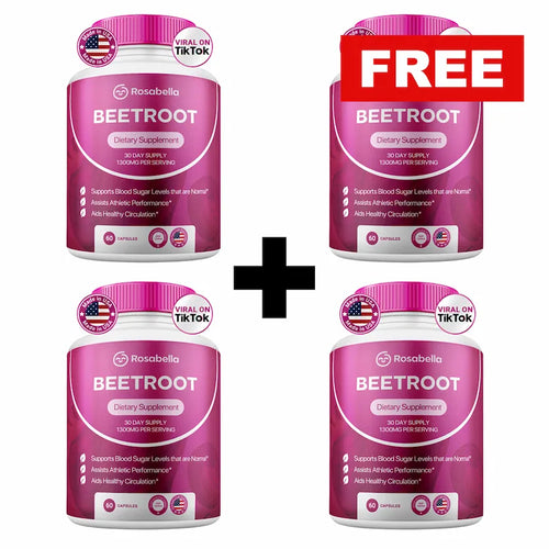 Rosabella Organic Beetroot Capsules (1300mg) for Blood Flow & Heart Health Bogo Sub